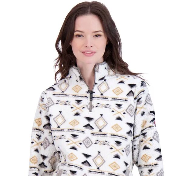 1/4 Zip Aztec Printed Sherpa Jacket - Picture 1 of 5